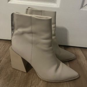 Steve Madden Cream Block Heel Booties